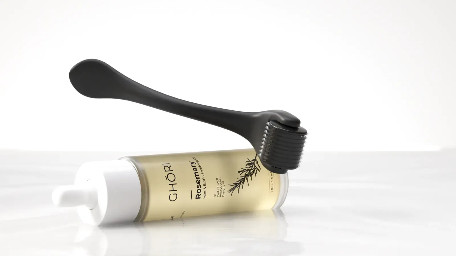 Ghori® Derma Roller paired with Ghori® Rosemary Oil — the microneedling and nourish ritual