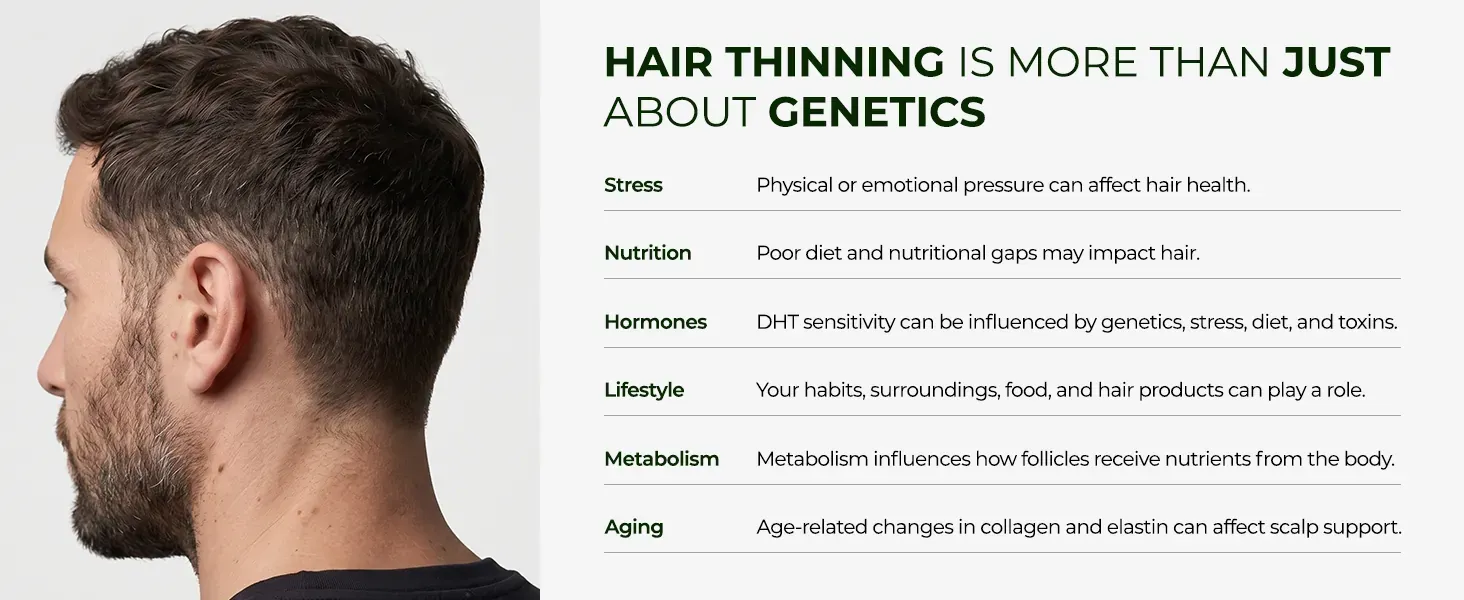 Neo Hair Lotion banner on scalp health, reduced shedding and stronger strands