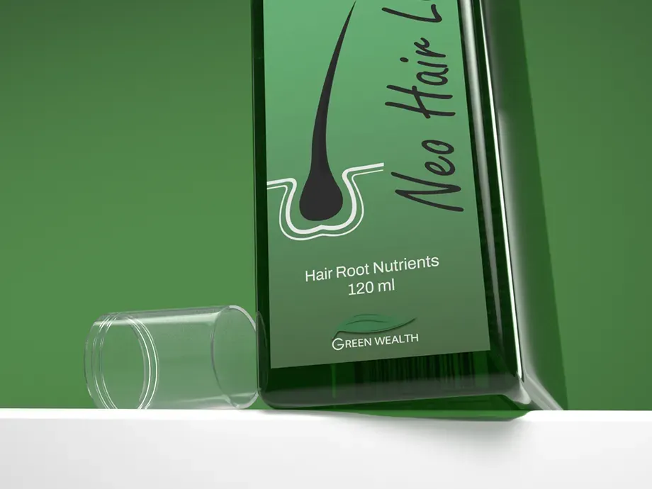 Neo Hair Lotion banner explaining the five botanical extracts and their label concentrations